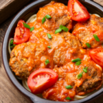 Vegan Gluten Free Meatballs vegan and gluten free meatballs in tomato sauce over pasta